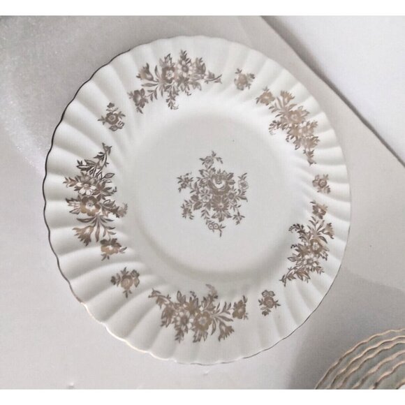 Minton Bone China 9 " Lunch Plates set of 7 Gold Gilded Marlow Pattern H-5017 - Picture 13 of 13